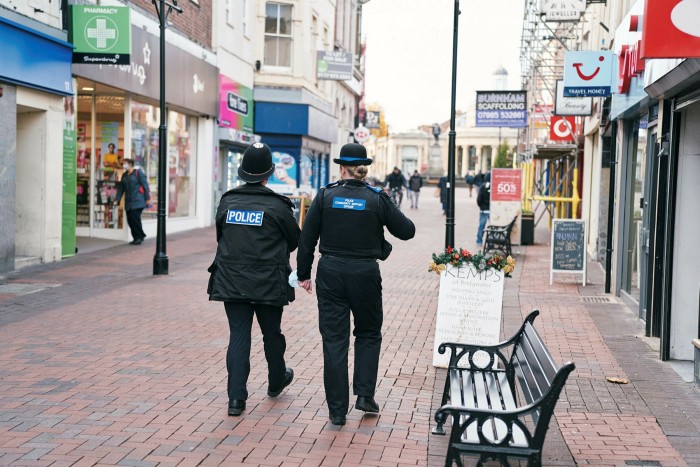 PC Max Priestly and PCSO Rebecca Lewis, from Avon and Somerset police force, patrol crime hotspots in Bridgwater
